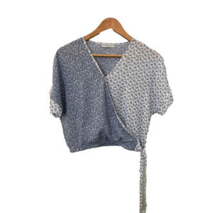 PAPER crane small blouse flowey coastal cottagecore dolman cropped tie string